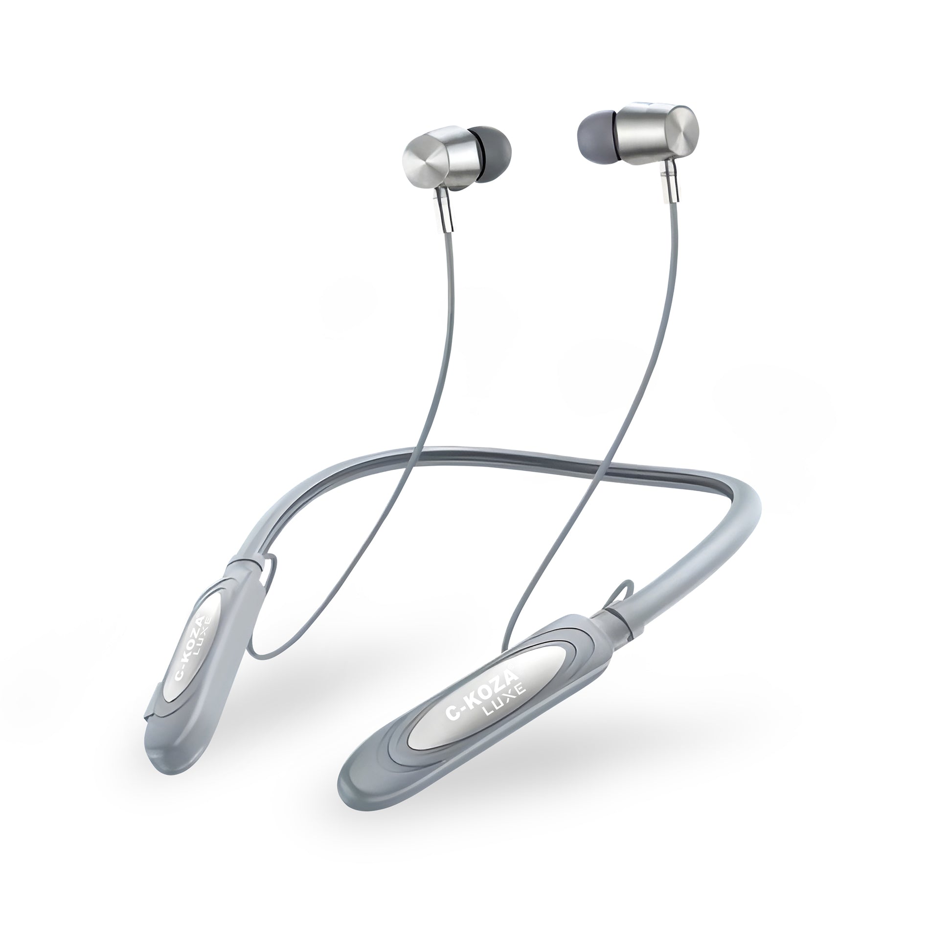 C-KOZA LUXE LN-53 [Grey] Wireless Neckband with 60H Battery, Bluetooth V5.3, Magnetic Control & Vibration Alerts