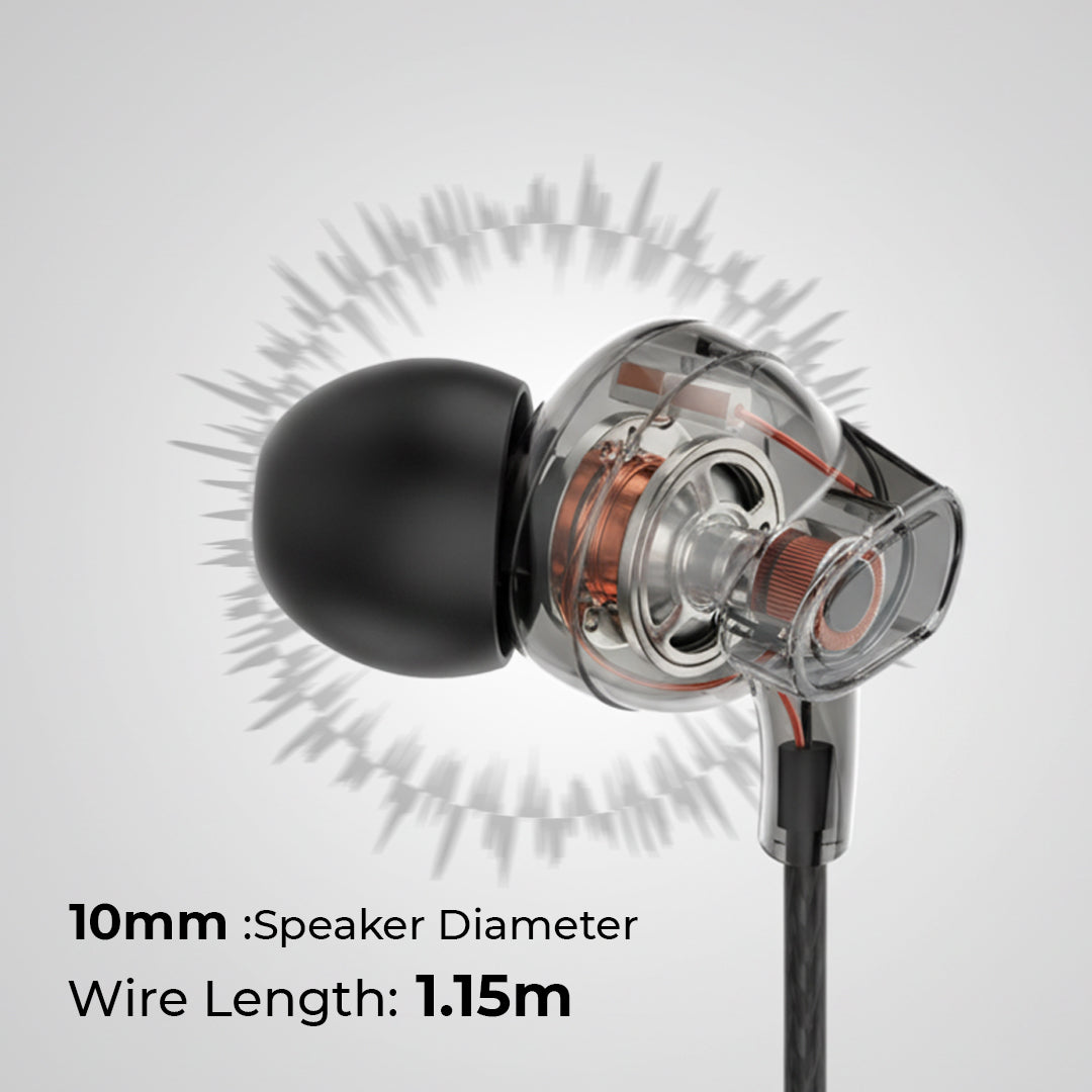C-KOZA LUXE Series LH-202 Wired Handsfree Earphones with Mic - Rich Bass & 3.5mm Jack