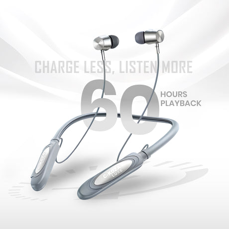 C-KOZA LUXE LN-53 [Grey] Wireless Neckband with 60H Battery, Bluetooth V5.3, Magnetic Control & Vibration Alerts