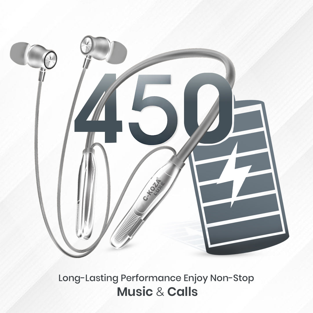 C-KOZA LUXE LN-51 [Grey] | 60-Hour Wireless Neckband with Magnetic Control & High-Fidelity Bass