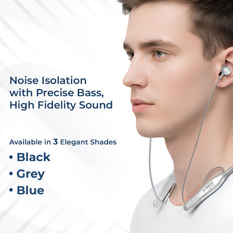 C-KOZA LUXE LN-51 [Grey] | 60-Hour Wireless Neckband with Magnetic Control & High-Fidelity Bass