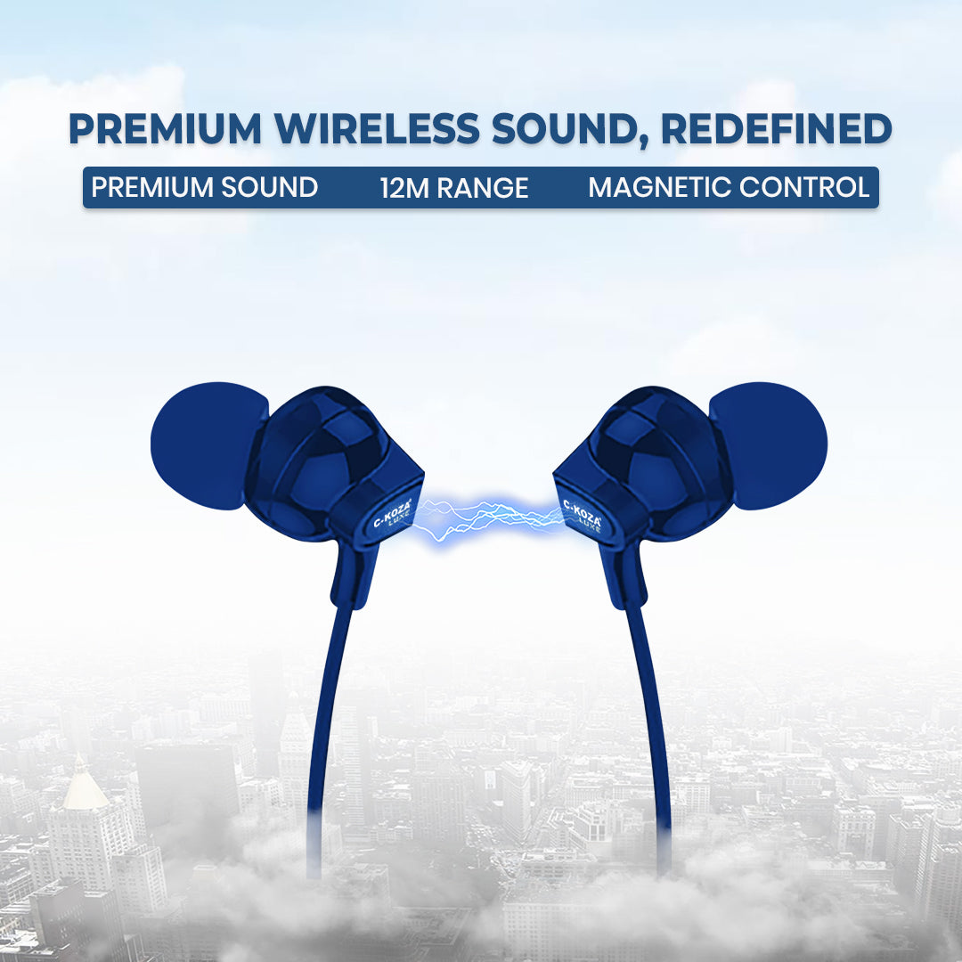 C-KOZA LUXE LN-52 [Blue] Wireless Neckband with Magnetic Control, Sports Design & Noise Reduction Mic