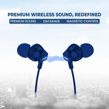C-KOZA LUXE LN-52 [Blue] Wireless Neckband with Magnetic Control, Sports Design & Noise Reduction Mic
