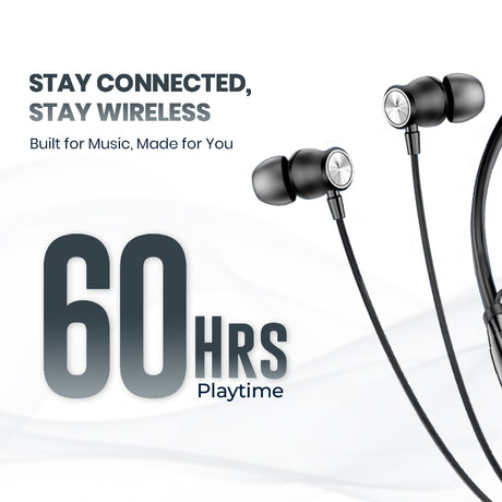 C-KOZA LUXE LN-51 [Black] | 60-Hour Wireless Neckband with Magnetic Control & High-Fidelity Bass