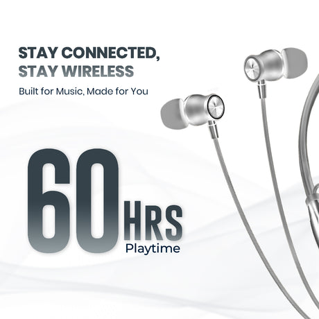 C-KOZA LUXE LN-51 [Grey] | 60-Hour Wireless Neckband with Magnetic Control & High-Fidelity Bass