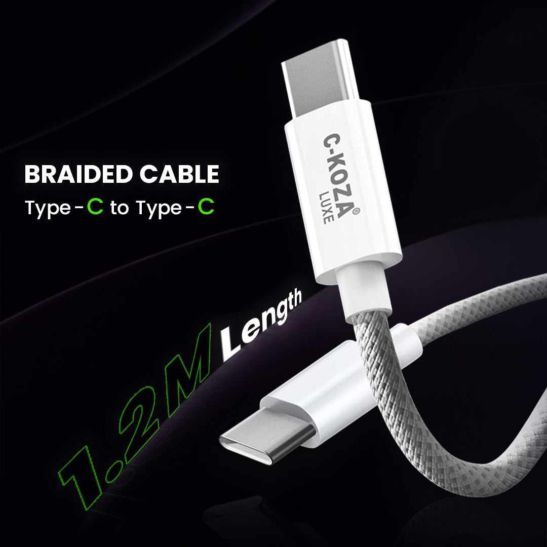 C-KOZA LUXE LC-152 Braided Type-C to Type-C 120W Fast Charging Cable, 1.2M