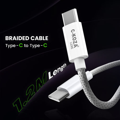 C-KOZA LUXE LC-152 Braided Type-C to Type-C 120W Fast Charging Cable, 1.2M