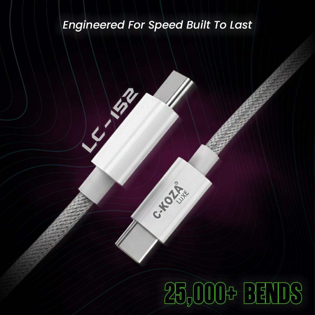 C-KOZA LUXE LC-152 Braided Type-C to Type-C 120W Fast Charging Cable, 1.2M