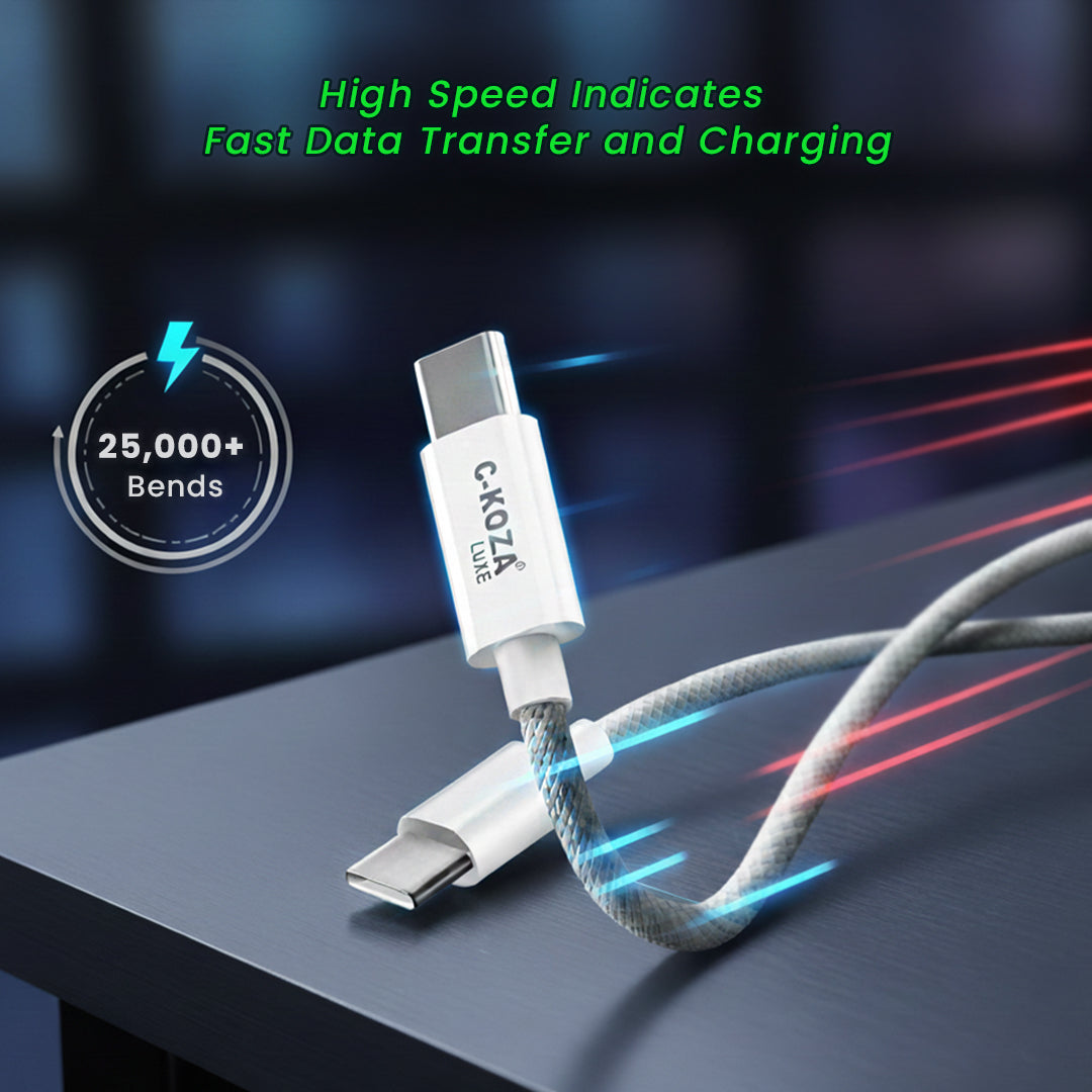 C-KOZA LUXE LC-152 Braided Type-C to Type-C 120W Fast Charging Cable, 1.2M