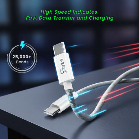 C-KOZA LUXE LC-152 Braided Type-C to Type-C 120W Fast Charging Cable, 1.2M