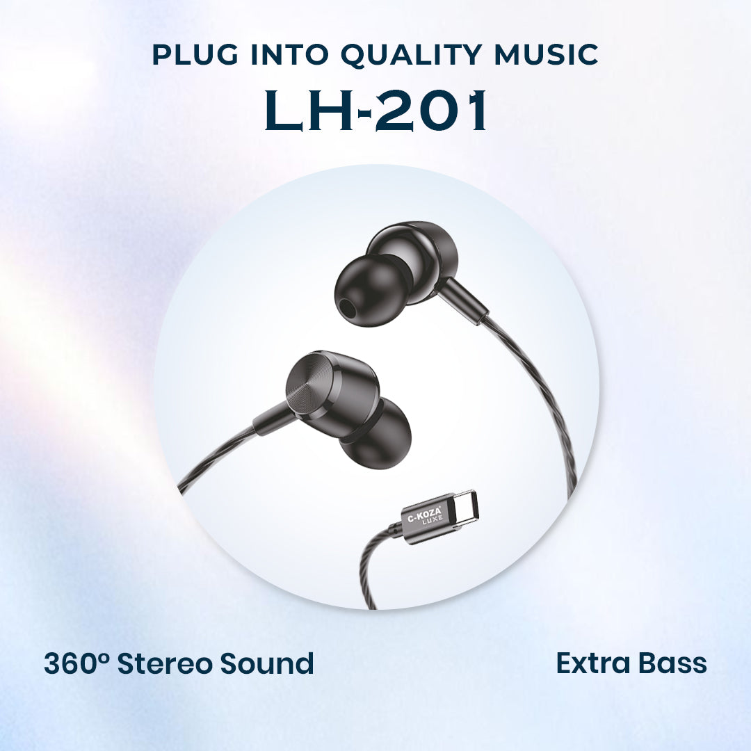 C-KOZA LUXE LH-201 Type-C Handsfree Earphones with Extra Bass & Crystal Clear Audio