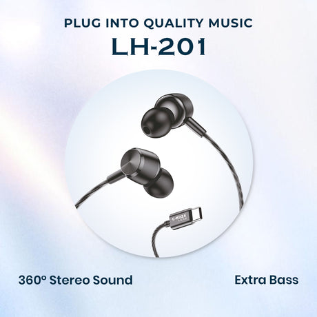 C-KOZA LUXE LH-201 Type-C Handsfree Earphones with Extra Bass & Crystal Clear Audio