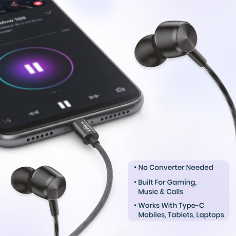 C-KOZA LUXE LH-201 Type-C Handsfree Earphones with Extra Bass & Crystal Clear Audio