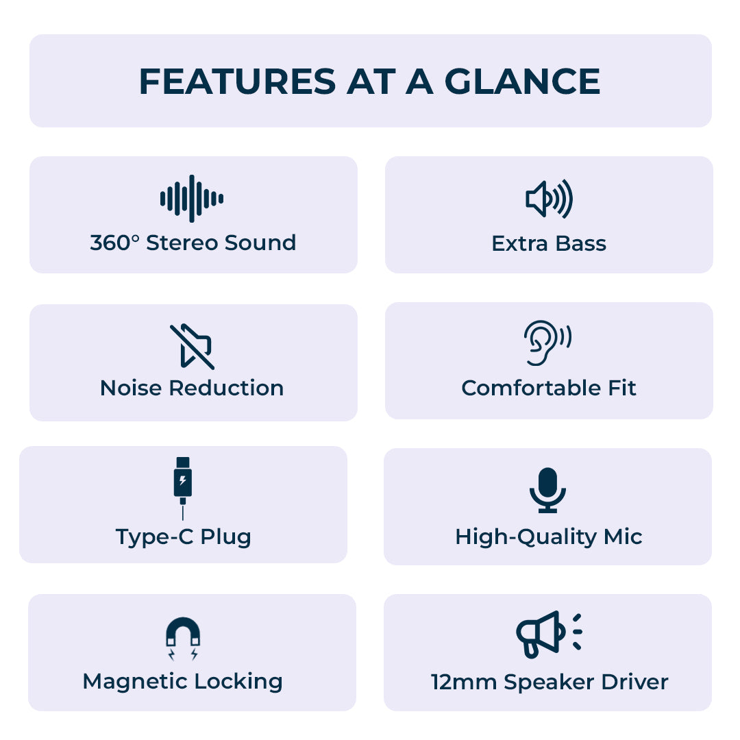 C-KOZA LUXE LH-201 Type-C Handsfree Earphones with Extra Bass & Crystal Clear Audio