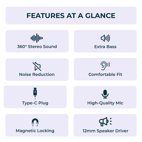 C-KOZA LUXE LH-201 Type-C Handsfree Earphones with Extra Bass & Crystal Clear Audio