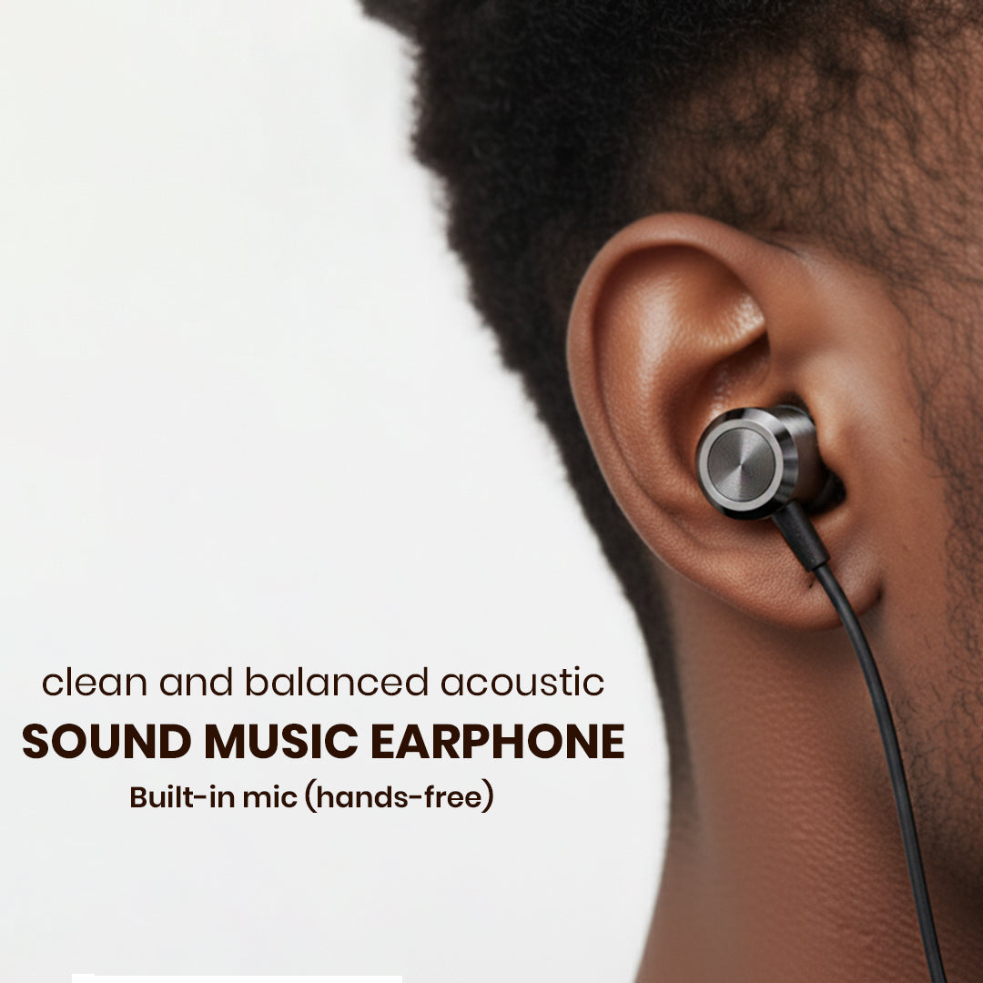 C-KOZA LUXE LH-203 Wired Earphones with Mic, Extra Bass & Noise Reduction, Type-C Headset with Metallic Earpieces (Black, In-Ear)