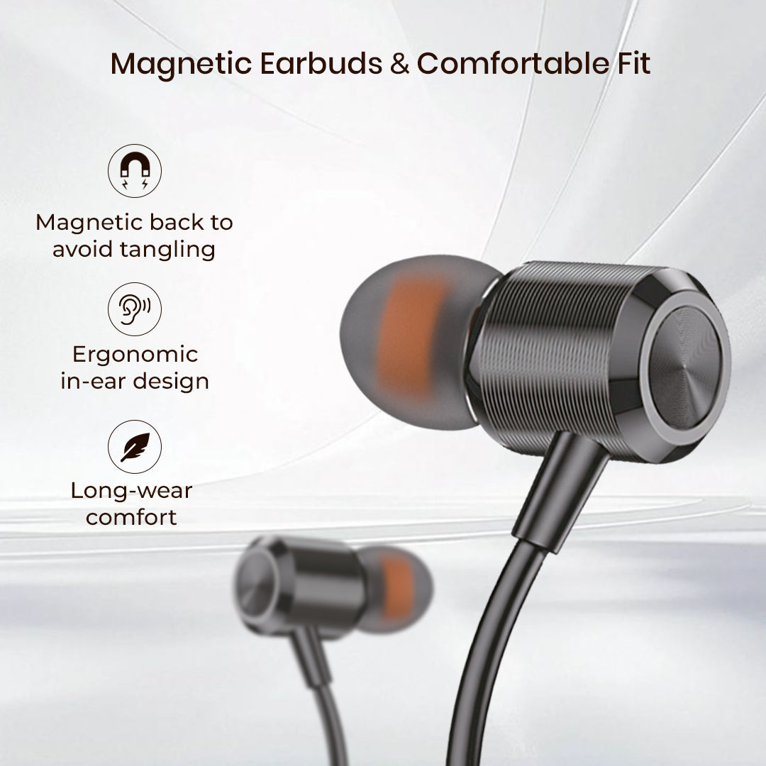 C-KOZA LUXE LH-203 Wired Earphones with Mic, Extra Bass & Noise Reduction, Type-C Headset with Metallic Earpieces (Black, In-Ear)
