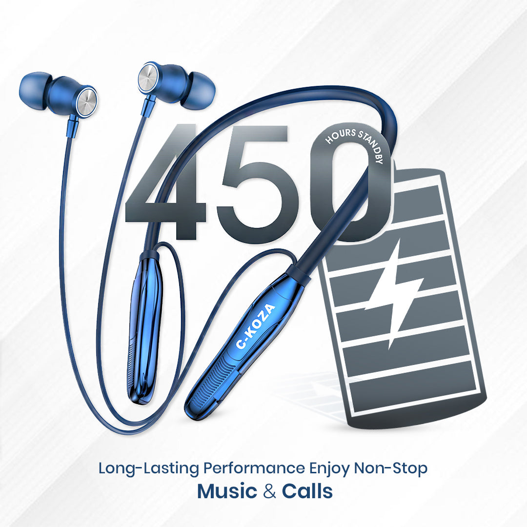 C-KOZA LUXE LN-51 [BLUE] | 60-Hour Wireless Neckband with Magnetic Control & High-Fidelity Bass