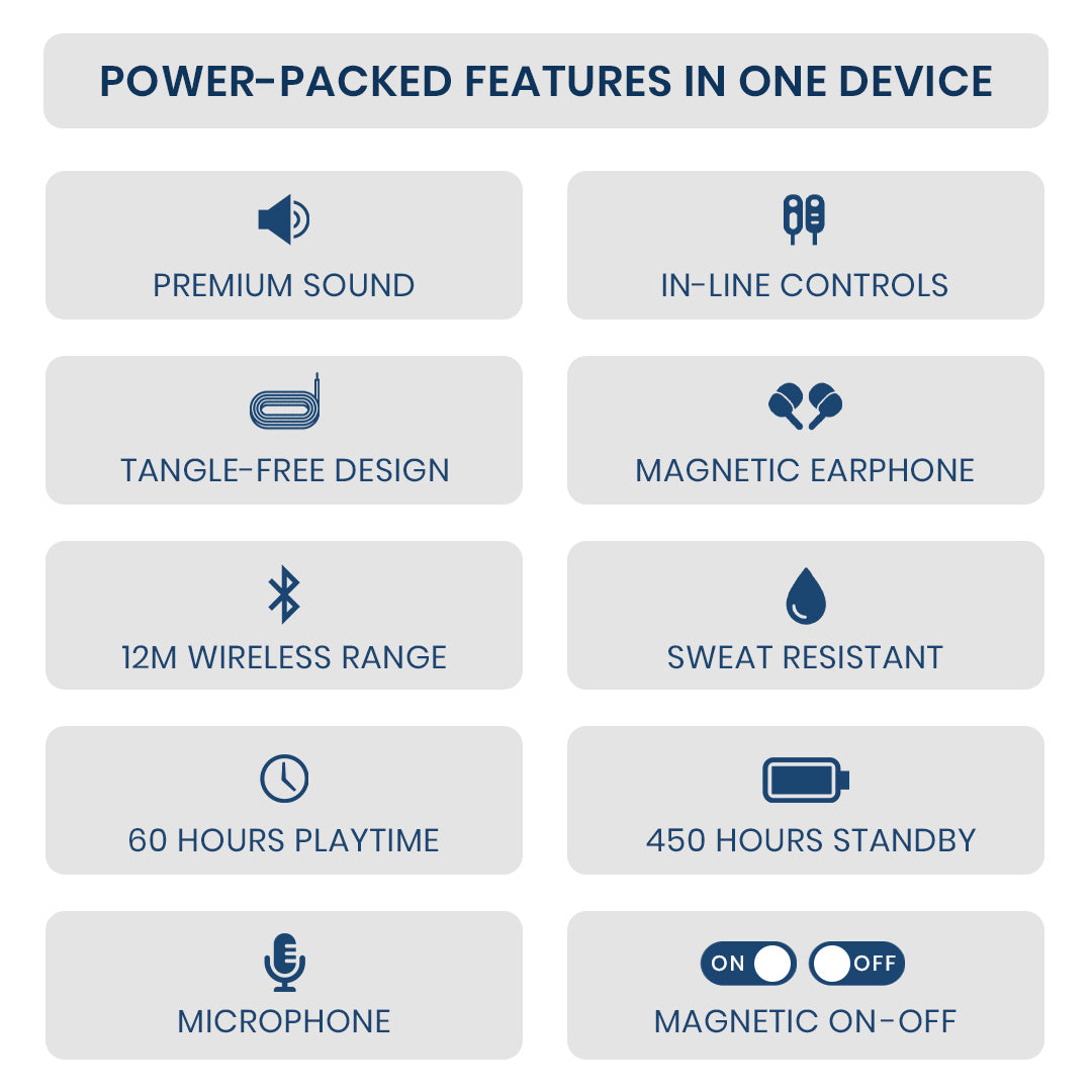 C-KOZA LUXE LN-51 [BLUE] | 60-Hour Wireless Neckband with Magnetic Control & High-Fidelity Bass