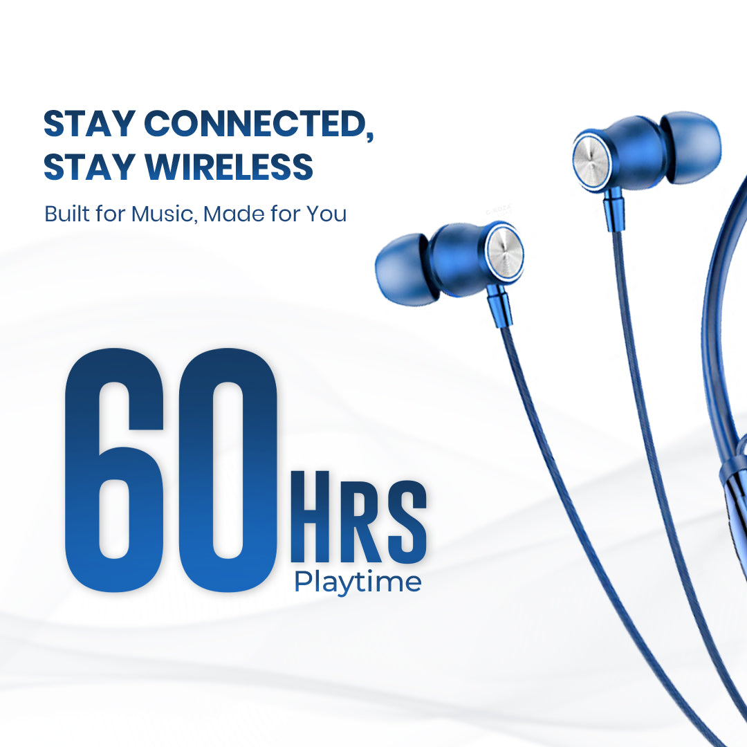 C-KOZA LUXE LN-51 [BLUE] | 60-Hour Wireless Neckband with Magnetic Control & High-Fidelity Bass