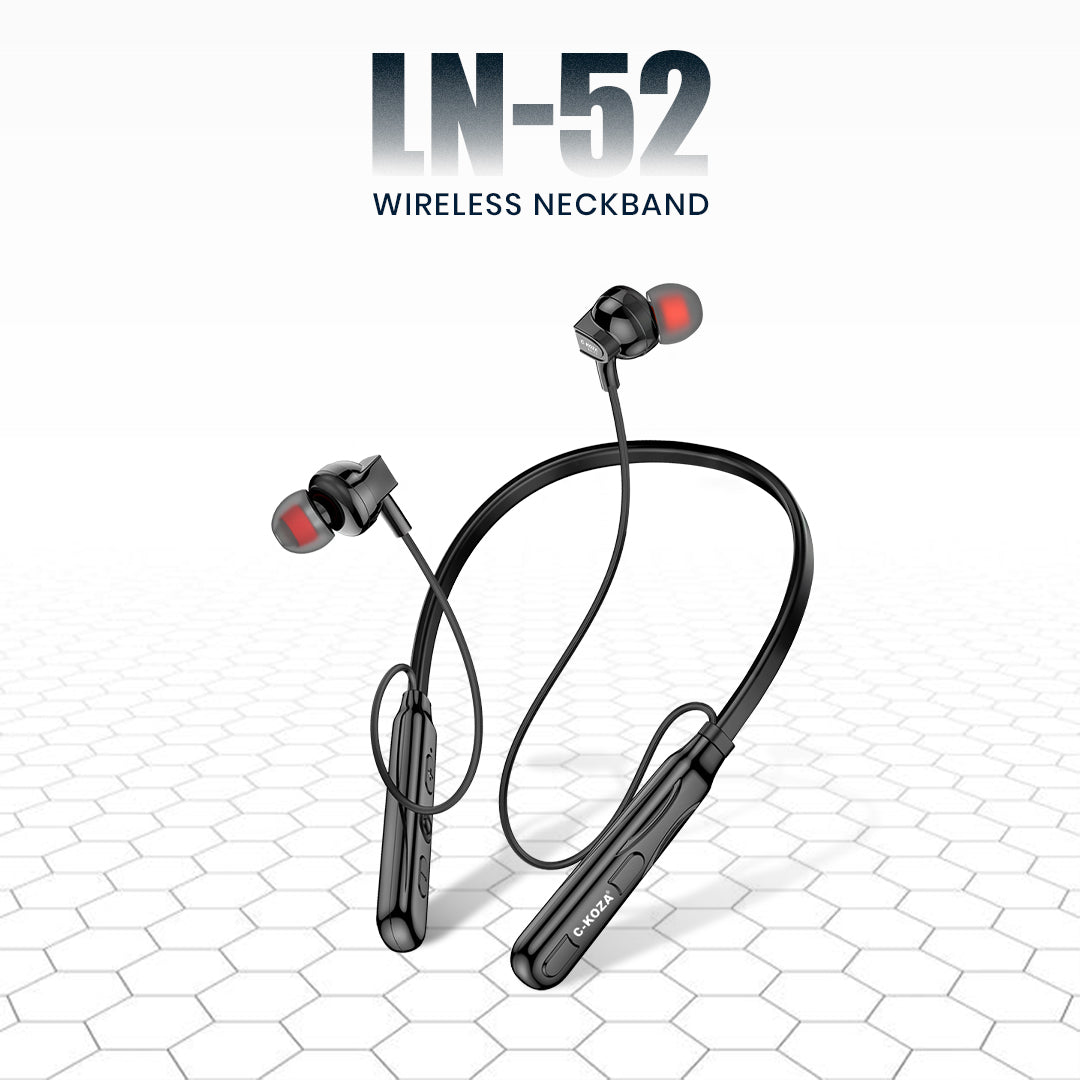 C-KOZA LUXE LN-52 [Black] Wireless Neckband with Magnetic Control, Sports Design & Noise Reduction Mic