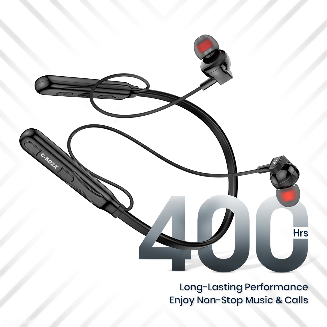 C-KOZA LUXE LN-52 [Black] Wireless Neckband with Magnetic Control, Sports Design & Noise Reduction Mic