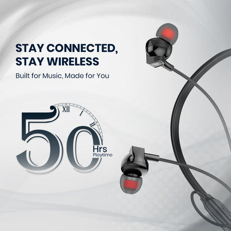 C-KOZA LUXE LN-52 [Black] Wireless Neckband with Magnetic Control, Sports Design & Noise Reduction Mic
