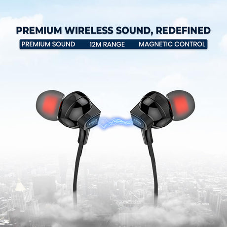 C-KOZA LUXE LN-52 [Black] Wireless Neckband with Magnetic Control, Sports Design & Noise Reduction Mic