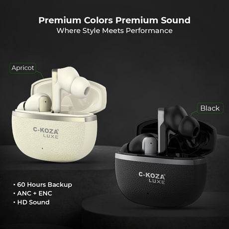 C-KOZA LUXE LT-01 [BLACK]: Immersive ANC+ENC Wireless Earbuds | Luxe Series