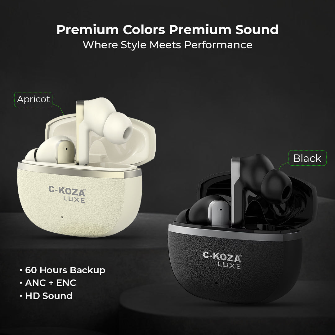 C-KOZA Luxe LT-01 [APRICOT]: Immersive ANC+ENC Wireless Earbuds | Luxe Series
