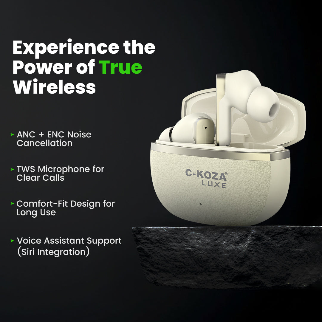 C-KOZA Luxe LT-01 [APRICOT]: Immersive ANC+ENC Wireless Earbuds | Luxe Series