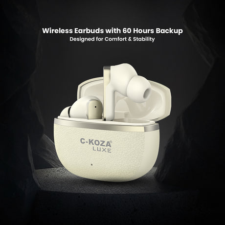 C-KOZA Luxe LT-01 [APRICOT]: Immersive ANC+ENC Wireless Earbuds | Luxe Series