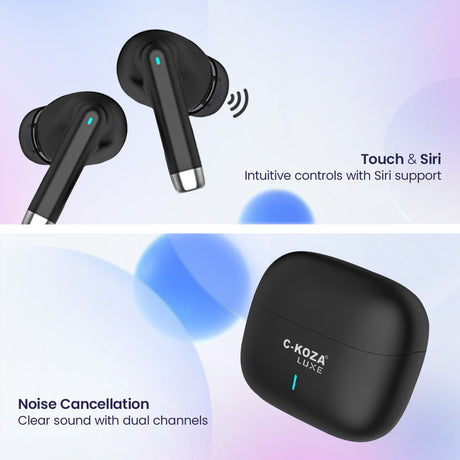 C-KOZA LUXE LT-02 | Premium True Wireless Earbuds with 35H Battery & Pure Bass Sound