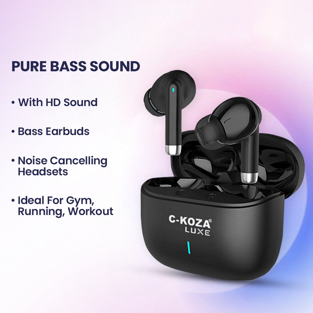 C-KOZA LUXE LT-02 | Premium True Wireless Earbuds with 35H Battery & Pure Bass Sound