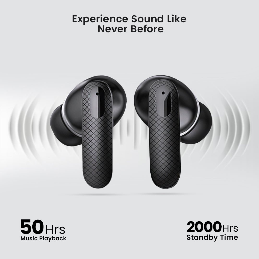 C-KOZA LUXE LT-03 [BLACK] | Premium TWS Earbuds with 50H Playtime, Extra Bass & Touch Controls