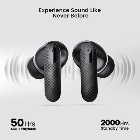 C-KOZA LUXE LT-03 [BLACK] | Premium TWS Earbuds with 50H Playtime, Extra Bass & Touch Controls