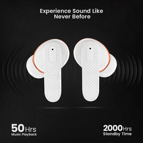 C-KOZA LUXE LT-03 [WHITE] | Premium TWS Earbuds with 50H Playtime, Extra Bass & Touch Controls