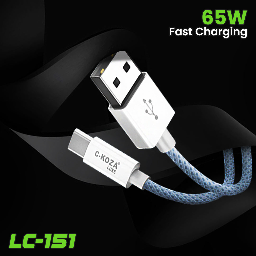 C-KOZA LUXE LC-151 Braided Type-C Fast Charging Cable, 65W Output