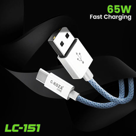 C-KOZA LUXE LC-151 Braided Type-C Fast Charging Cable, 65W Output