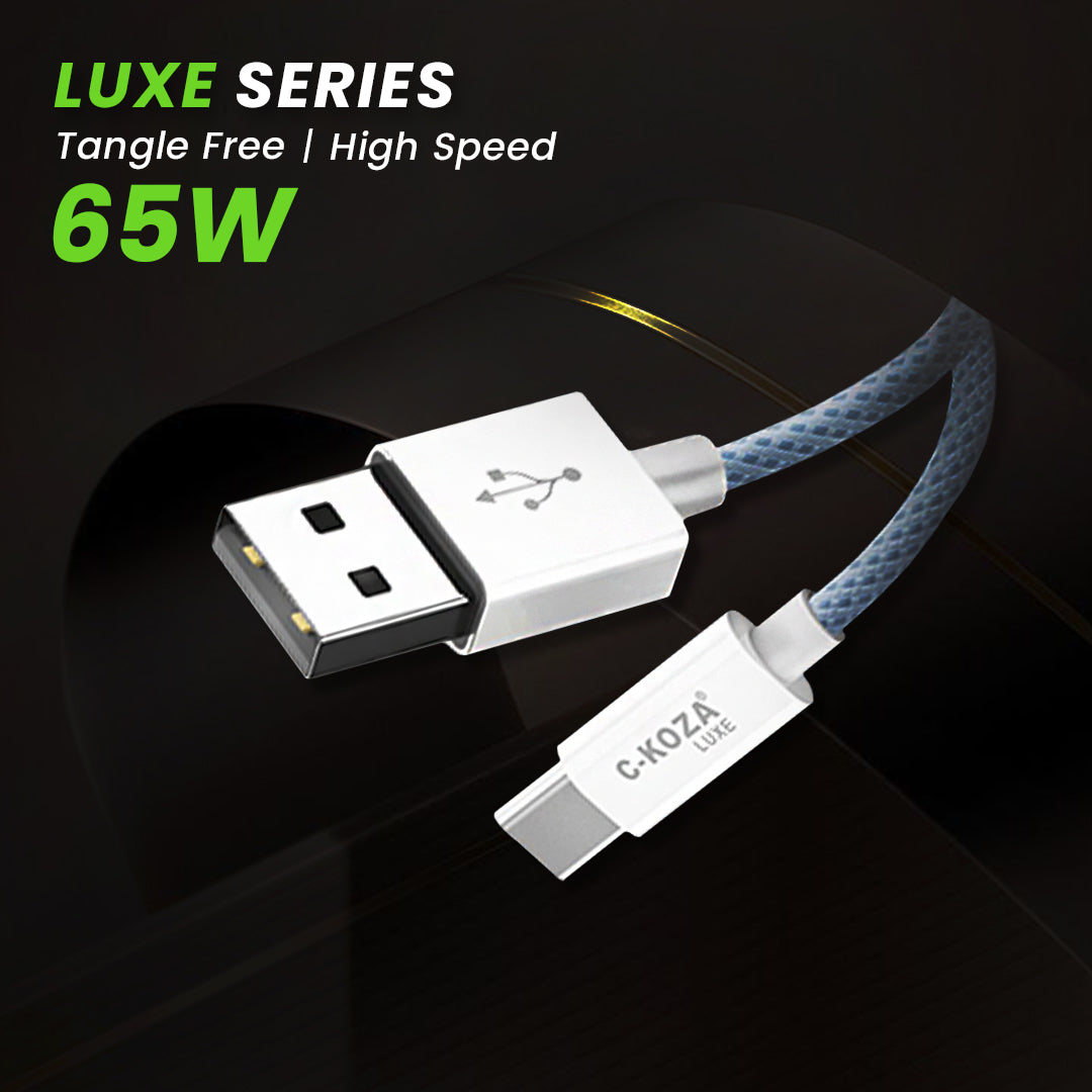 C-KOZA LUXE LC-151 Braided Type-C Fast Charging Cable, 65W Output
