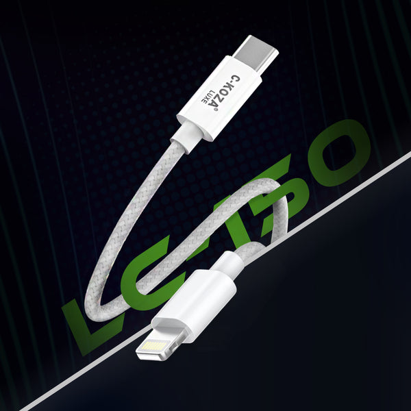 C-KOZA LC-150 Braided Type-C to Lightning Data Cable - 30W Fast Charging for iPhone & iPad